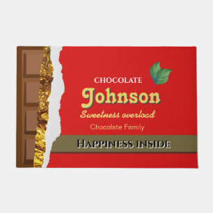 Realistic Brown & Red Valentines Chocolate Funny Doormat