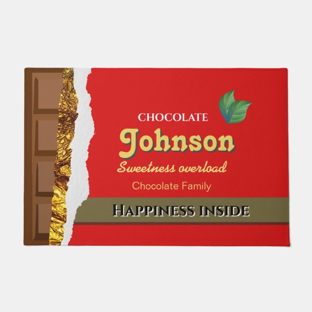 Realistic Brown & Red Valentines Chocolate Funny Doormat (Front)