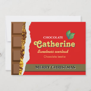Realistic Brown & Red Valentines Chocolate Funny Holiday Card