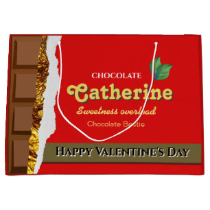 Realistic Brown & Red Valentines Chocolate Funny Large Gift Bag