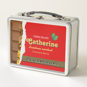 Realistic Brown & Red Valentines Chocolate Funny  Metal Lunch Box