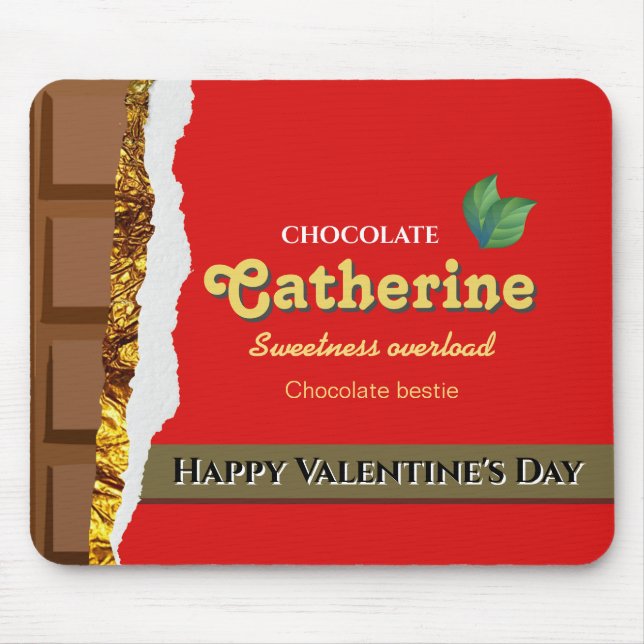 Realistic Brown & Red Valentines Chocolate Funny Mouse Mat (Front)