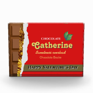 Realistic Brown & Red Valentines Chocolate Funny Photo Block