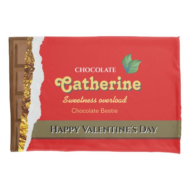 Realistic Brown & Red Valentines Chocolate Funny Pillowcase (Front)
