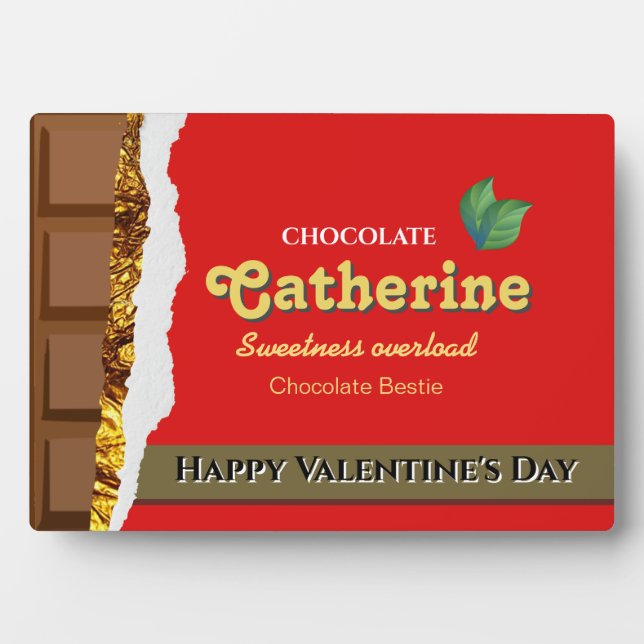 Realistic Brown & Red Valentines Chocolate Funny Plaque (Front)