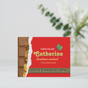 Realistic Brown & Red Valentines Chocolate Funny Postcard