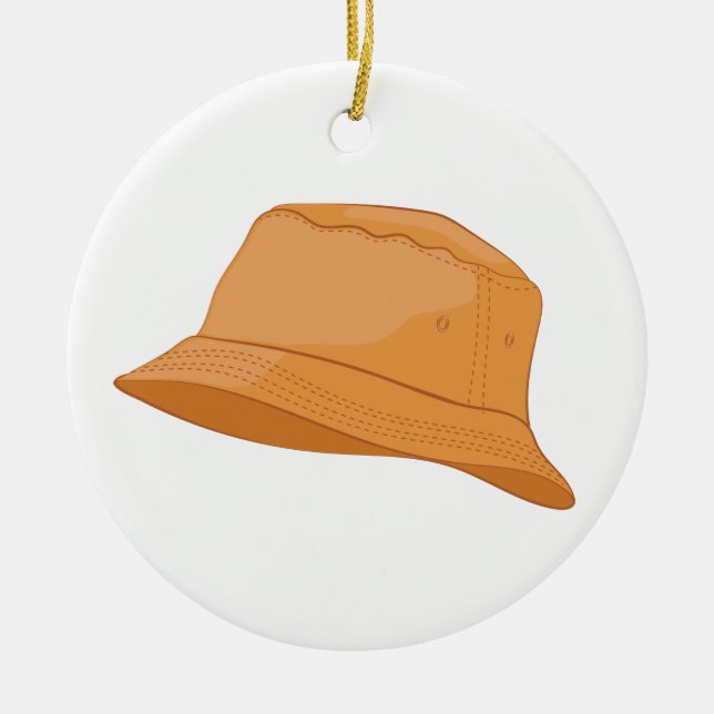 Realistic Bucket Hat Ceramic Tree Decoration (Front)