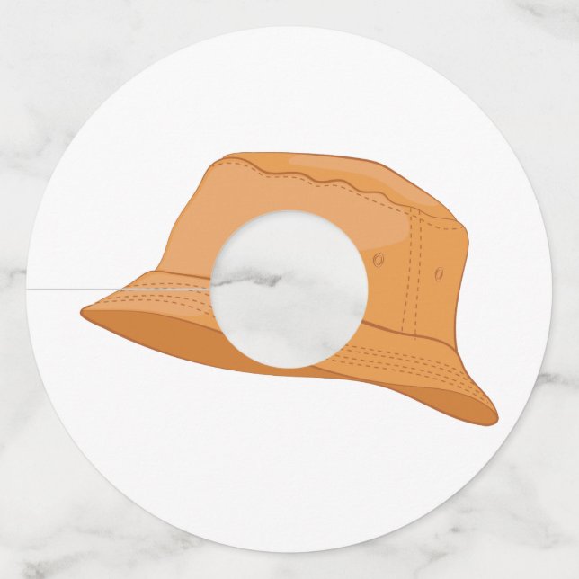 Realistic Bucket Hat Wine Glass Tag (Front)