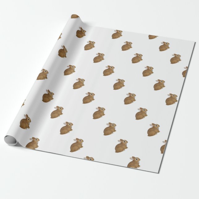 Realistic Bunny Rabbit Wrapping Paper (Unrolled)