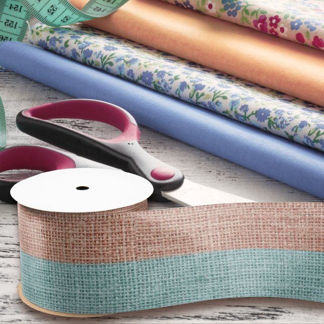    Realistic Burlap Rustic Blush Pink & Light Blue Satin Ribbon (Creator Uploaded)