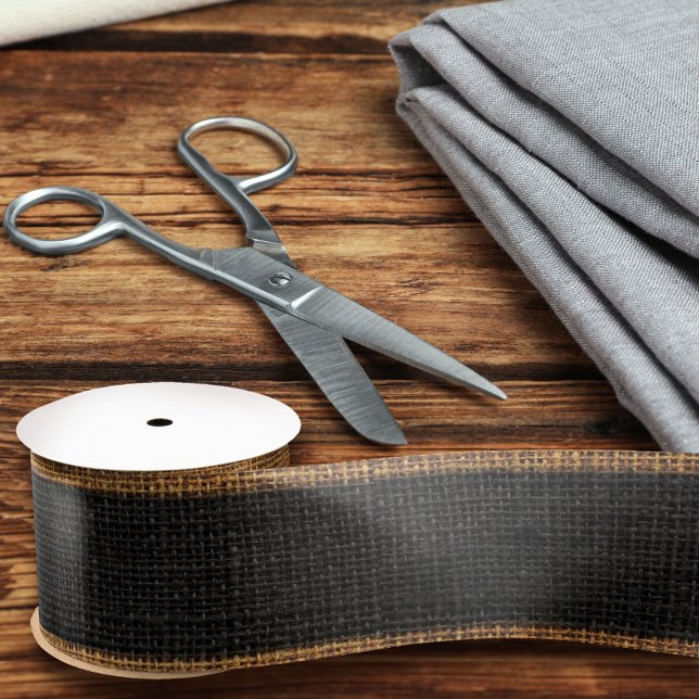  Realistic Burlap Texture Simple Chic Rustic Black Satin Ribbon (Creator Uploaded)