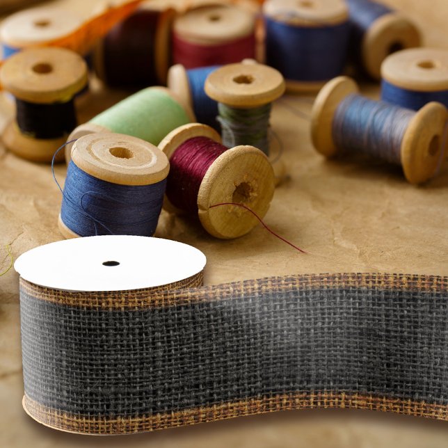  Realistic Burlap Texture Simple & Rustic Charcoal Grosgrain Ribbon (Creator Uploaded)