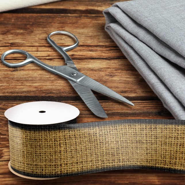 Realistic Burlap Texture Simple Rustic Light Brown Satin Ribbon (Creator Uploaded)