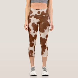 Realistic Calf Hide Pattern Capri Leggings