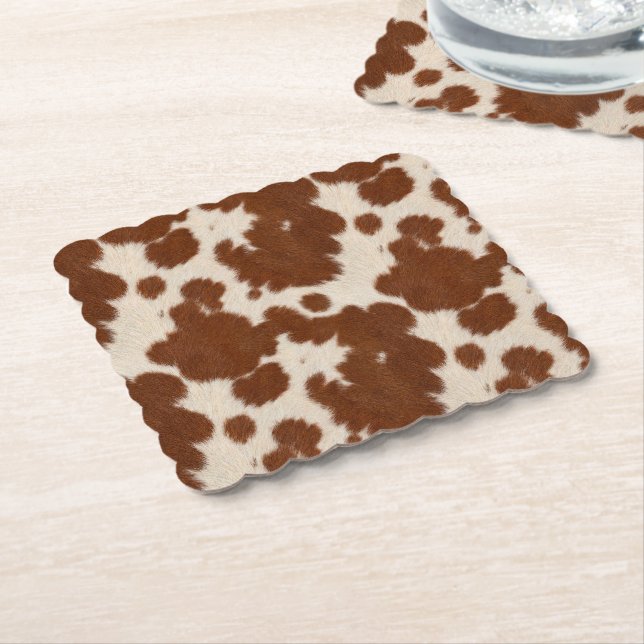 Realistic Calf Hide Pattern Paper Coaster (Angled)