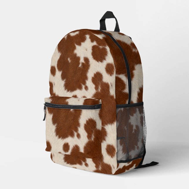 Realistic Calf Hide Pattern Printed Backpack (Back Corner Right)