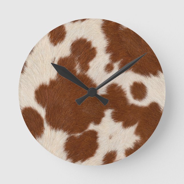 Realistic Calf Hide Pattern Round Clock (Front)