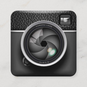 Realistic Camera Photographer Square Business Card