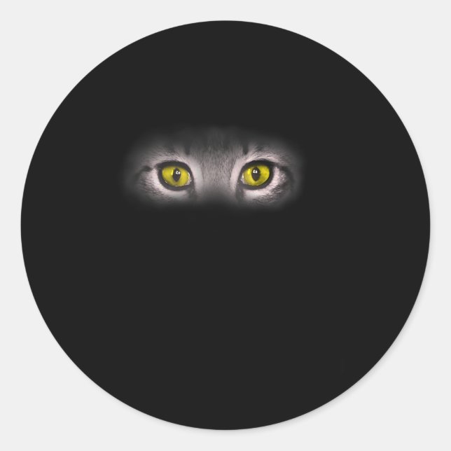 Realistic Cat Eyes Kitty Feline Graphic Art Black  Classic Round Sticker (Front)