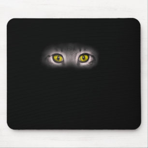 Realistic Cat Eyes Kitty Feline Graphic Art Black Mouse Mat