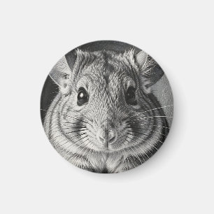 Realistic Chinchilla Portrait Sketch Magnet