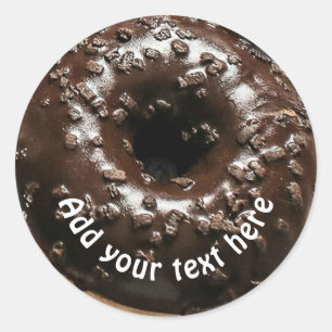 Realistic Chocolate Frosted Doughnut Classic Round Sticker