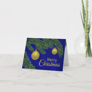 realistic christmas tree with golden decor thank you card