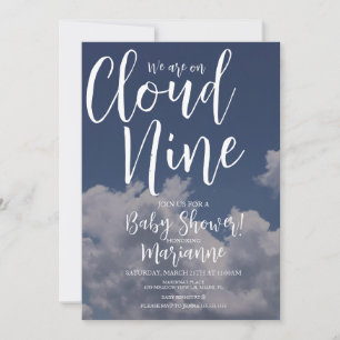 Realistic Clouds Cloud Nine Baby Shower Invitati Invitation