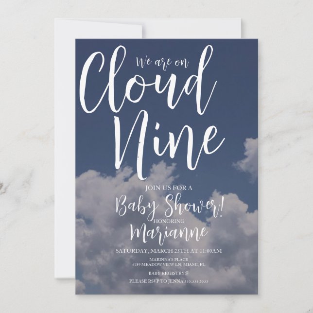 Realistic Clouds Cloud Nine Baby Shower   Invitati Invitation (Front)