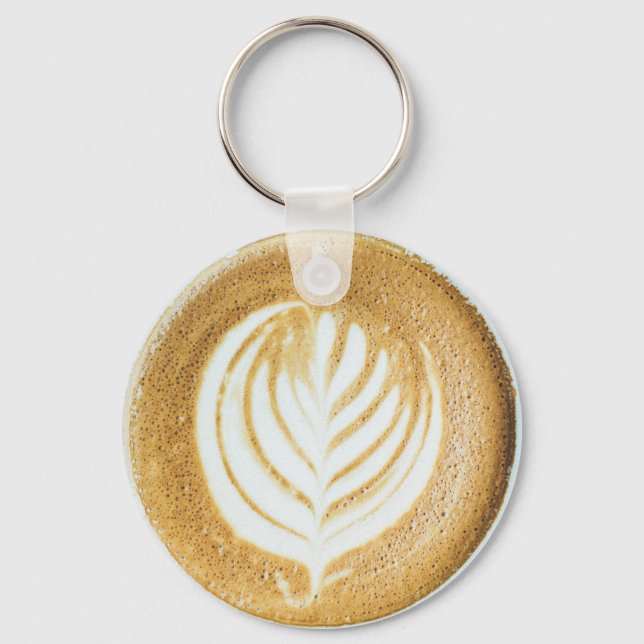 Realistic Coffee Art Foam and Cream Fern Key Ring (Front)