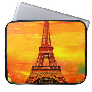 realistic colourful oil painting of Eiffel tower i Laptop Sleeve
