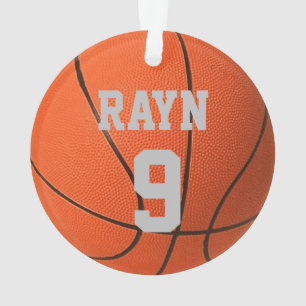 Realistic cool Basketball Custom Name and Number Ornament