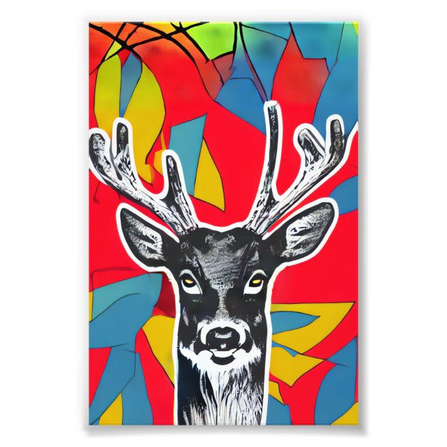 Realistic Deer in the Abstraction photo Print (Front)