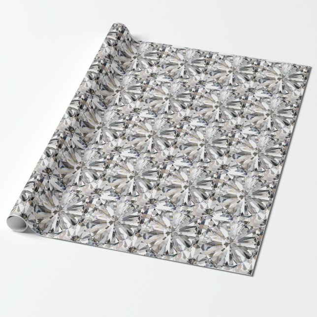 Realistic Diamond: 3D Close-Up Wrapping Paper (Unrolled)
