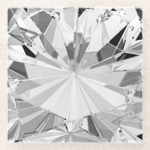 Realistic Diamond: 3D Texture Close-Up Glass Coaster