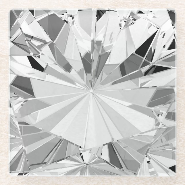 Realistic Diamond: 3D Texture Close-Up Glass Coaster (Front)