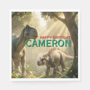 Realistic Dinosaur Birthday Party Napkin
