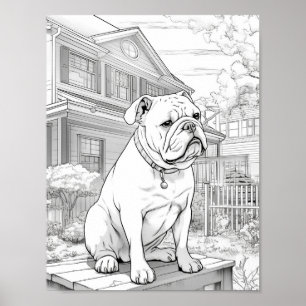 Realistic Dog Adult Colouring Poster
