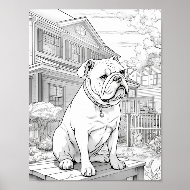 Realistic Dog Adult Colouring Poster (Front)