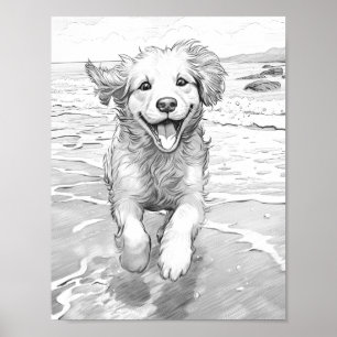 Realistic Dog Adult Colouring Poster