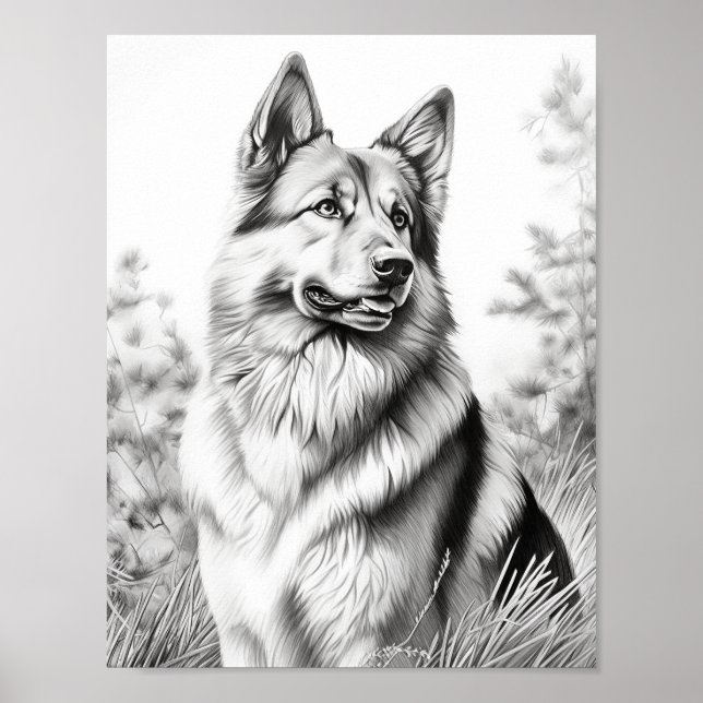 Realistic Dog Adult Colouring Poster (Front)