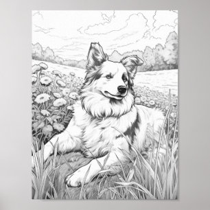 Realistic Dog Adult Colouring Poster