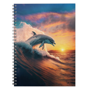 Realistic Dolphin Jumping Ocean Sunset Kids Adult  Notebook