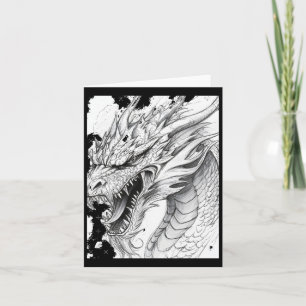 Realistic Dragon Drawing Sticker  Card