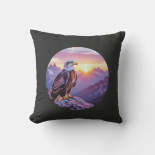 Realistic Eagle on Rock – Majestic Wildlife Scene Cushion