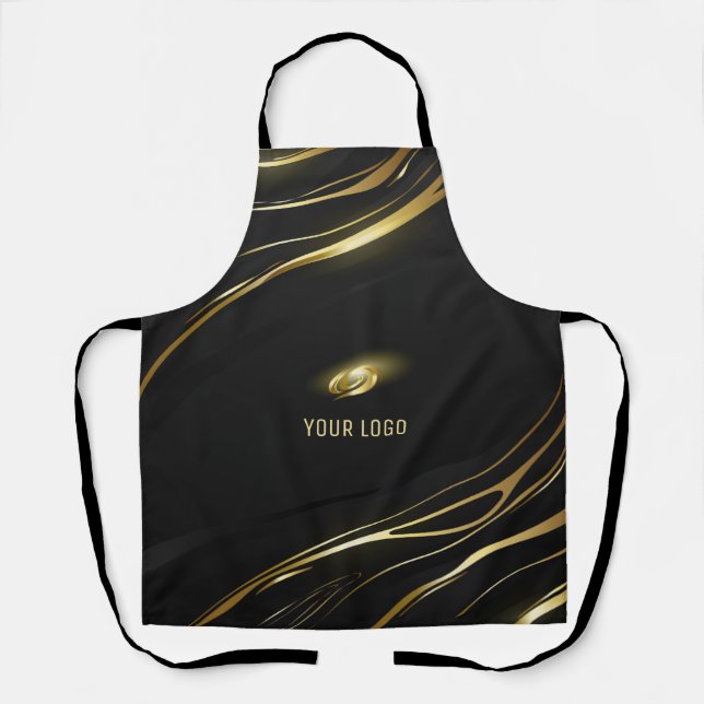 Realistic elegant Black Gold Hair Style Apron (Front)