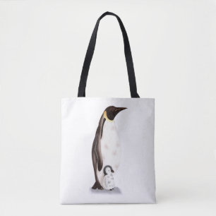 Realistic Elegant Emperor Penguin with Baby Tote Bag