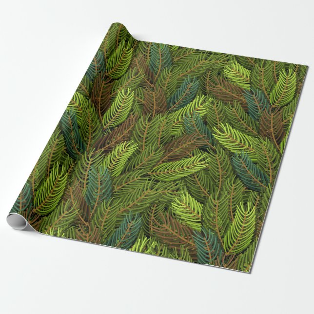 Realistic Fir/Pine Pattern Wrapping Paper (Unrolled)