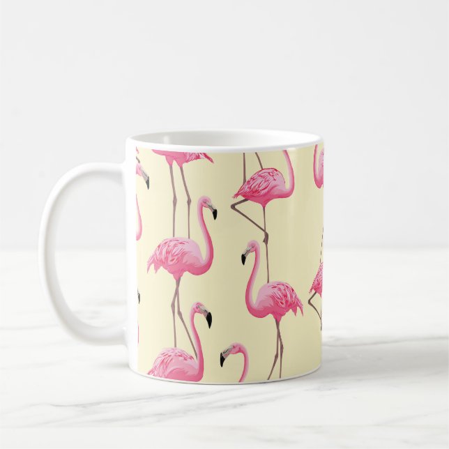 Realistic Flamingo Bird Vertical Pattern Coffee Mug (Left)