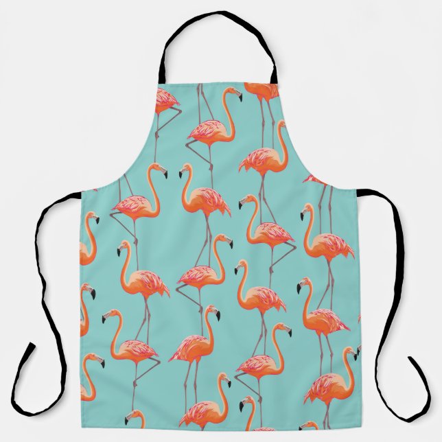 Realistic flamingo: vintage bird pattern apron (Front)